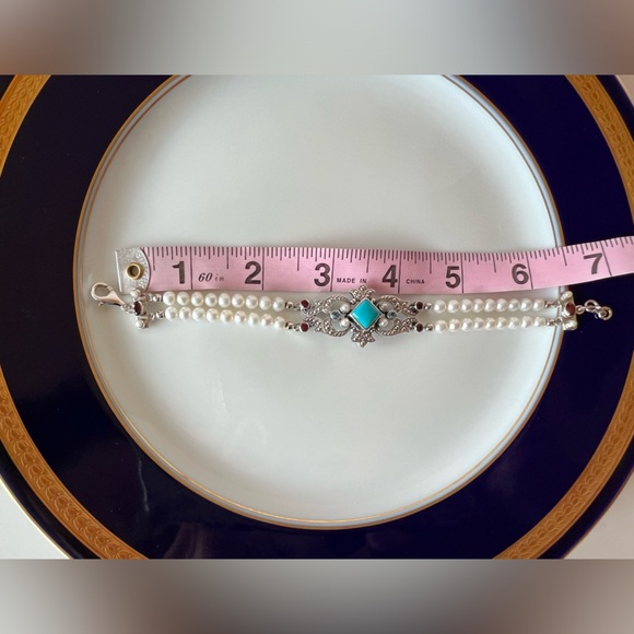 🌟NICKY BUTLER 925 Sterling Silver Turquoise Pearl Multi Gem Bracelet NEW NB - Picture 15 of 15